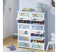 TEMU SONGMICS Estantera Modular Infantil de 12 Cubos, Zapatero para niños, Estantera plstico, Armario Modular con Puertas, para Ropa, Zapatos, Juguetes, 31 x 81 x 106 cm