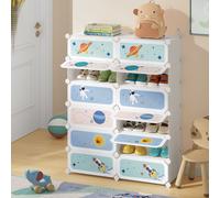 TEMU SONGMICS Estantera modular Infantil de 12 Cubos, Zapatero para niños, Estantera plstico, Armario modular con Puertas, para Ropa, Zapatos, Juguetes, 31 x 81 x 106 cm