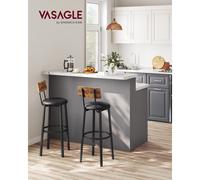 TEMU SONGMICS HOME Taburetes de Bar, Juego de 2 Taburetes de Barra, Tapizados de PU, Taburete con Reposapiés, Montaje Simple, Industrial, para Cocina, Comedor, Marrón y Negro Tinta