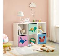 TEMU SONGMICS organizadora tela, almacenaje infantil, Juego de 3, Organizadora juguete, plegables con , para habitacin de niños, 30 x 30 x 30 cm, Tema del mar, Azul, Verde y Rosa