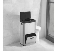 TEMU SONGMICS Papelera de Cocina, de Basura, Volumen de 2 x 17 L y , 3 Compartimentos para Basura , de Comida y Reciclaje, Filtro de , Plata