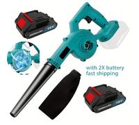 TEMU Soplador de hojas, soplador de jardín inalámbrico de 18V con batería de 2x 3000mAh, soplador de hojas eléctrico potente con velocidad de flujo de aire para limpieza de jardín, patio y patio