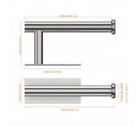 TEMU Soporte autoadhesivo para papel higiénico, moderno estante de pared de acero inoxidable para pañuelos para baños, soporte negro para rollo de papel con barra para toallas