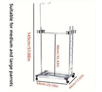 TEMU Soporte de Acero Inoxidable para Pájaros con Ruedas - Ideal para Loros Medianos a Grandes, Visión Interior/Exterior & Juego Interactivo, Soporte para Loros, Acero Inoxidable, Interactivo, Percha