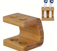 TEMU Soporte de Bambú para Cabezales de Cepillos de Dientes Eléctricos, Soporte de Madera de Bambú para Baño con 2/3 Orificios.
