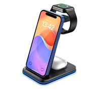 TEMU Soporte de Cargador Inalámbrico Plegable Multifuncional con Táctil y Luz de Respiración, Adecuado para iPhone 16, 15, 14, 13, 12, 11, Reloj para iWatch 10, 9, 8, 7, 6, 5, para AirPods 4, 3 Pro