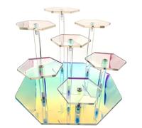 TEMU Soporte de exhibición colorido de 7 capas de acrílico transparente, ideal para mostrar joyas, cosméticos, perfumes y figuras de colección