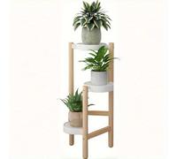 TEMU Soporte de Flores Metálico de 3/4 Niveles, Estante para Plantas con Acabado en Madera Interior y Exterior , Porta Suculentos Ahorrador de