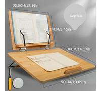 TEMU Soporte de Lectura de Bambú Plegable y Desmontable, Ajustable, Capa y para Libros/PC, Mesa de Cocina/Escriorio, Partituras Musicales, Estante de Lectura de Bambú Natural