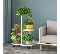 TEMU Soporte de metal de varios niveles para plantas con ruedas móviles, un versátil portalmacetas de pie, adecuado para decoración de , patio, jardín y