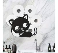 TEMU Soporte de Papel Higiénico de Gato Negro - Diseño Decorativo de Metal, 8 Rollos Extra, en la Pared para Decoración de Baño y , Accesorio de Baño|Decoración |Acabado en Polvo