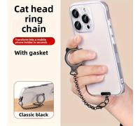 TEMU Soporte de para Teléfono con Cabeza de Gato Desmontable y Cordón, Hebilla Metálica Antipérdida Correa Universal Portátil | Accesorios de Moda para Móviles | Broche de Acero Inoxidable