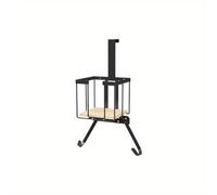 TEMU Soporte de pared para planchas de planchar, con diseño sobre y cesta de almacenamiento, ideal para habitaciones de hotel, de lavandería , espacios utilitarios y armarios (en negro)