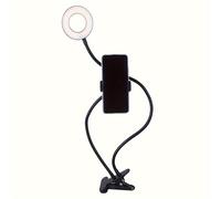 TEMU Soporte de teléfono con luz de relleno, diseño clip-on, lámpara de lectura de escritorio y selfie de anillo , extendible y giratorio para selfies, grabación de video y maquillaje