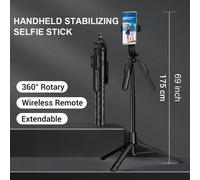 TEMU Soporte De Telescópico Para Smartphone Inalámbrico, Barra Telescópica, Soporte De Suelo, Estabilizador De , Adecuado Para Selfies De Viaje, Transmisión