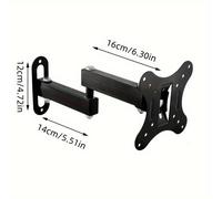 TEMU Soporte de TV de pared: inclinación ajustable de 15°, rotación de 180°, capacidad de 10kg/22lbs, adecuado para pantallas LED/LCD de 14-27 pulgadas, color negro, construcción de hierro