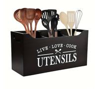 TEMU Soporte de utensilios de madera tradicional con la ', ama, cocina', un organizador abierto para cestas y contenedores de cocina.