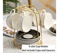 TEMU Soporte Dorado para Tazas | Estante de Exhibición para 4/6 Tazas y Platillos | Organizador de Lujo que Ahorra para Oficina y Hogar | Elegante de Almacenamiento para Bebidas