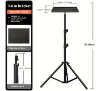 TEMU Soporte Multifunción para Proyector con Bandeja y , Montaje de Piso Ajustable en Tubo Metálico para Cine en Casa y Oficina - Ganchos, Porta Tijeras y Organizadora, Ideal para Presentaciones