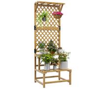 TEMU Soporte Outsunny para Plantas de Interior Estantería de Dos Niveles con para Jardín y en Madera Sólida Amarilla