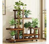 TEMU Soporte para macetas de flores de varios niveles con ruedas para exhibición en el hogar y el jardín