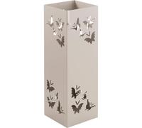 TEMU Soporte para Paraguas Metálico Cuadrado Baroni Home con Grabados de Mariposas, 15.5x15.5x49 cm, Gancho y Bandeja de Drenaje Extraíble
