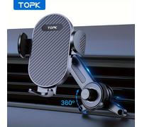 TEMU Soporte para Teléfono de Ventilación del Coche TOPK D47T con Gancho Metálico Extensible y Soporte de 3 Puntos, Montura Estable para Celular de Operación Monománica