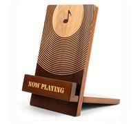 TEMU Soporte para Vinilos de Madera "Now Playing" con Toques Dorados - Ideal para Entusiastas del Tocadiscos y Salas o Sala Musical