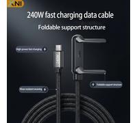 TEMU Soporte plegable para teléfono de 240W con cable de , cargador rápido de Tipo-C, conector de para gaming, cable de carga que no bloquea la , compatible con Huawei, Honor, Redmi, portátil, iPad