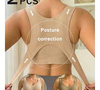 TEMU Sostén de 2 piezas para mujer con tirantes , broche frontal y espalda , sin aros, sin costuras, push-up, levantamiento, soporte para abultamiento, ropa interior ajustable