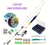 TEMU Sougayilang Juego de de 2 secciones, con caña de carbono de mango , rodamientos, carrete giratorio con mango de EVA, completo con línea de pesca y , adecuado para de , trucha, y anguila blanca