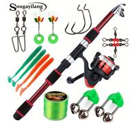 TEMU Sougayilang Set Caña de Pesca con Carrete de Lanzamiento Largo, Juego Combinado de Cañas de Pesca para Principiantes con Línea de Pesca, y Adiciones (Color del de Adiciones de Línea de Aleatorio)