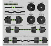 TEMU SPORTNOW Juego de Mancuernas Ajustables, , 30kg, Juego de Pesas con Barras de Conexión y Antideslizantes, Pesas y Mancuernas para Hombres y Mujeres, Ejercicio de Fitness, Gimnasio en Casa