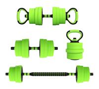 TEMU SPORTNOW Juego de Mancuernas Ajustables 4 en 1 30kg, Juego de Pesas como Kettlebell, Barra, Mancuernas o Soporte para Flexiones, Equipo de Fitness para Hombres y Mujeres, Casa Gimnasio Verde