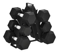 TEMU SPORTNOW Juego de Mancuernas de 6 Piezas 36 kg, Mancuernas Hexagonales 2x4kg, 2x6kg, 2x8kg, con Soporte de Almacenamiento y Mango Antideslizante para Entrenamiento en Casa Gimnasio, Negro