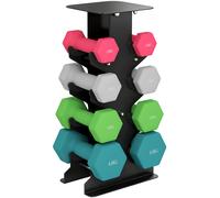 TEMU SPORTNOW Juego de Mancuernas de 8 Piezas 20 kg, Mancuernas Hexagonales 2x1kg, 2x2kg, 2x3kg, 2x4kg, con Soporte de Almacenamiento y Mango para Entrenamiento de en Casa Gimnasio, Multicolor
