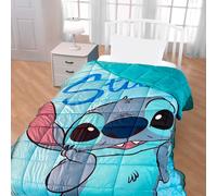 TEMU Stitch - Edredón Disney Stitch Azul con y Aterciopelada Invierno Licencia Oficial Disney 180 cm (90 - 105 cm) Azul