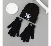 TEMU Sudadera Bordada NY + Guantes NY con Clip Unisex Conjunto de Gorro y Guantes para Frío de Otoño e Invierno