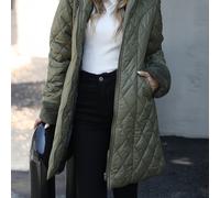 TEMU Sudadera con capucha acolchada con cremallera, abrigo térmico de larga con bolsillos para otoño e invierno, ropa de mujer.