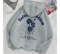 TEMU Sudadera con capucha con estampado de rosas, sudadera con capucha con cordón para mujer, tejido de punto de poliéster con estampado floral para todas .