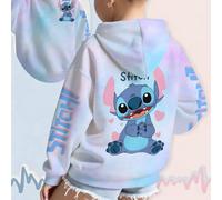TEMU Sudadera con capucha de Stitch de Disney - Diseño de estampado de rayas de de otoño/invierno con estampado " a Stitch", sudadera gráfica 3D casual para niñas