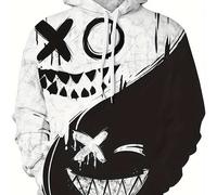 TEMU Sudadera con capucha para hombre, estilo casual, en y negro, con un diseño de versátil, que un bolsillo tipo , para el streetwear de y otoño, ideal para regalar.