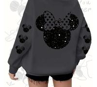 TEMU Sudadera con Capucha y Cremallera Casual con Estampado de Minnie de Disney y Bolsillos | Chaqueta Sudadera Elegante, Ajuste , Temporada de Otoño