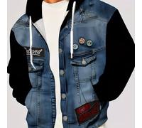 TEMU Sudadera con Cremallera para Hombre, Diseño de Estampado 3D Denim, Bolsillo , Ropa de /Otoño, Ideal como Regalo