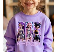 TEMU Sudadera de larga y cuello para niñas con estampado de 'K-Pop Anime Sweet Cool Girl' para y otoño, diseñada para niños