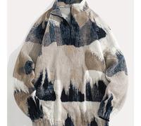 TEMU Sudadera de raglán con cremallera y cuello de cara con estampado de felpa, que un diseño de cuello . El tejido es , , y transpirable.