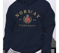 TEMU Sudadera para hombre con estampado de 'Noruego ', equipada con cordones y un bolsillo tipo , que un look casual y elegante