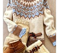 TEMU Suéter Casual de Mujer con Bloques de Color Geométricos - Larga