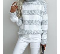 TEMU Suéter de cuello a cuadros para mujer, 2023 Otoño/Invierno Casual Tejido de poliéster de punto, Tela de visón , Cuello de solapa de ajuste holgado, Ropa de abrigo acogedora para - 07002