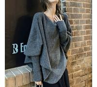 TEMU Suéter de Cuello Holgado para Mujer, Top Casual Sobredimensionada con Batwing Irregular y Manos Largas - Ideal invierno